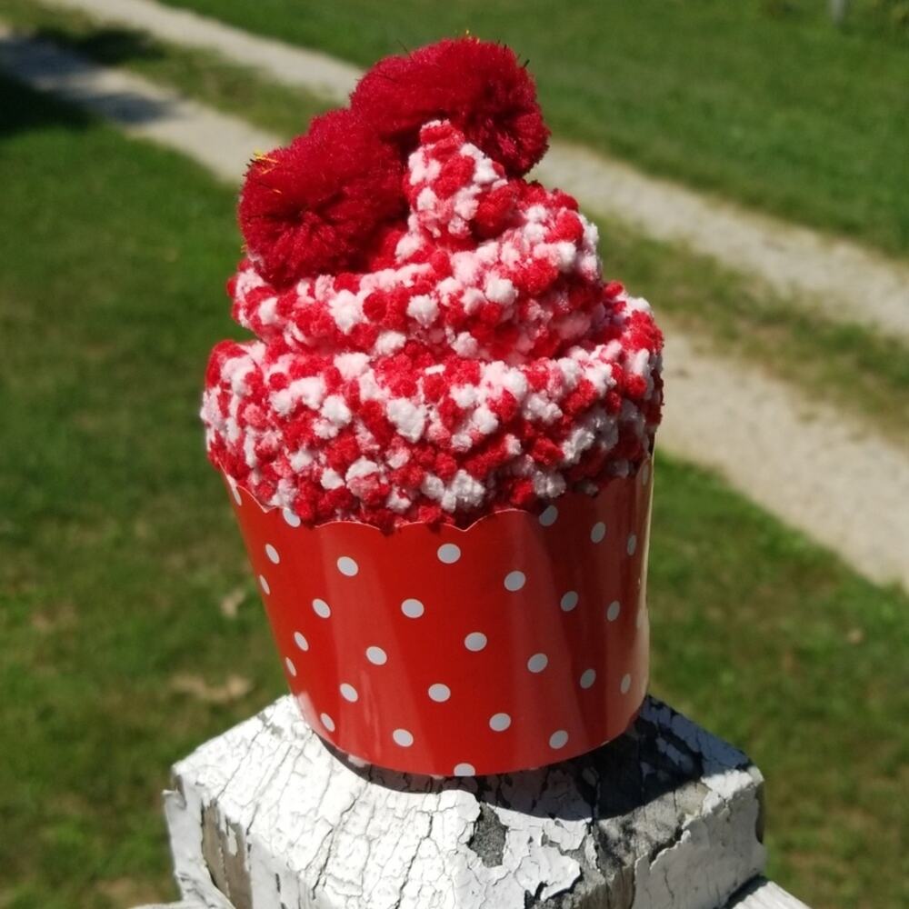 Cherry red pompom cupcake socks one size gift box